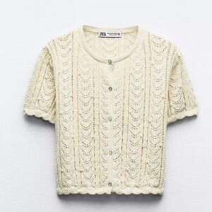 Zara Crochet top with little pearls - size small - so pretty!